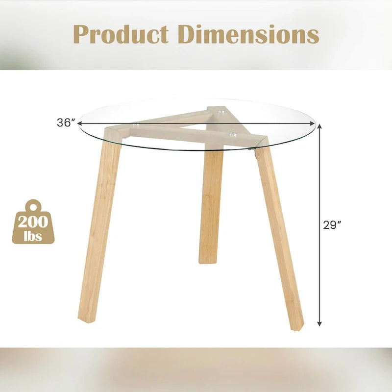 Table de salle à manger ronde en verre Costway 36" pour 4 personnes avec plateau en verre trempé - Voir détails
