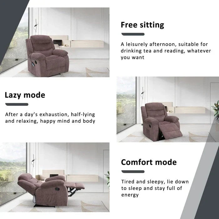 Fauteuil Inclinable Moelleux avec Fonction Massage et Chaleur