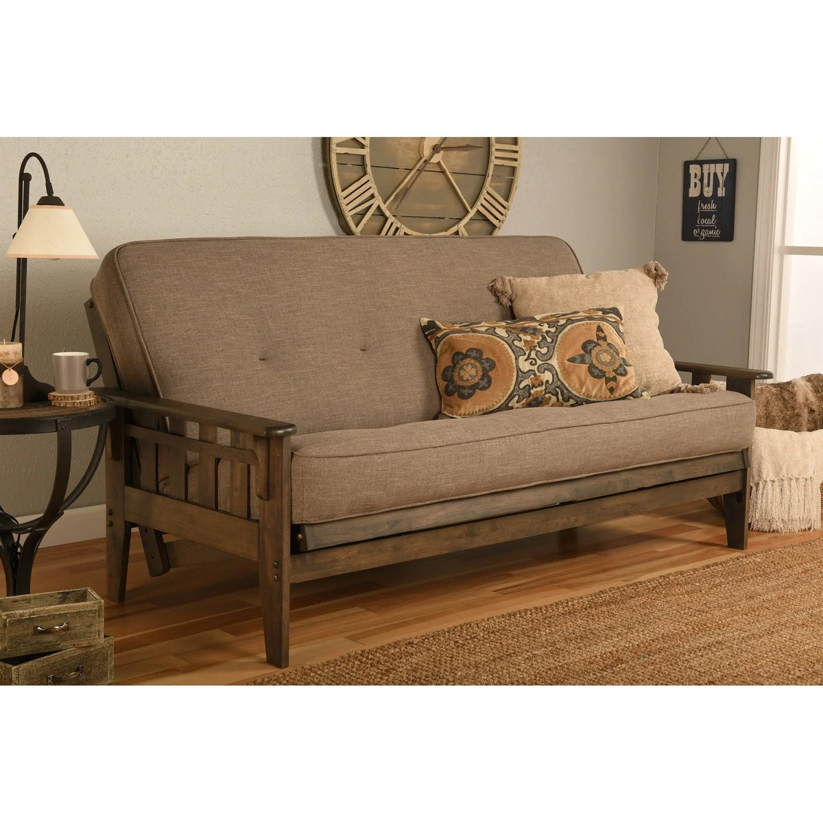 Somette Tucson Ensemble futon taille Full rustique noyer avec matelas