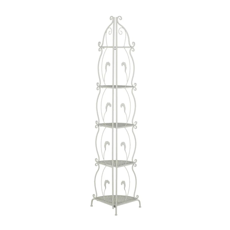 Étagère de boulanger pliante haute en métal à volutes, intérieure et extérieure, 5 étagères - Or ou blanc - Roche River Decor