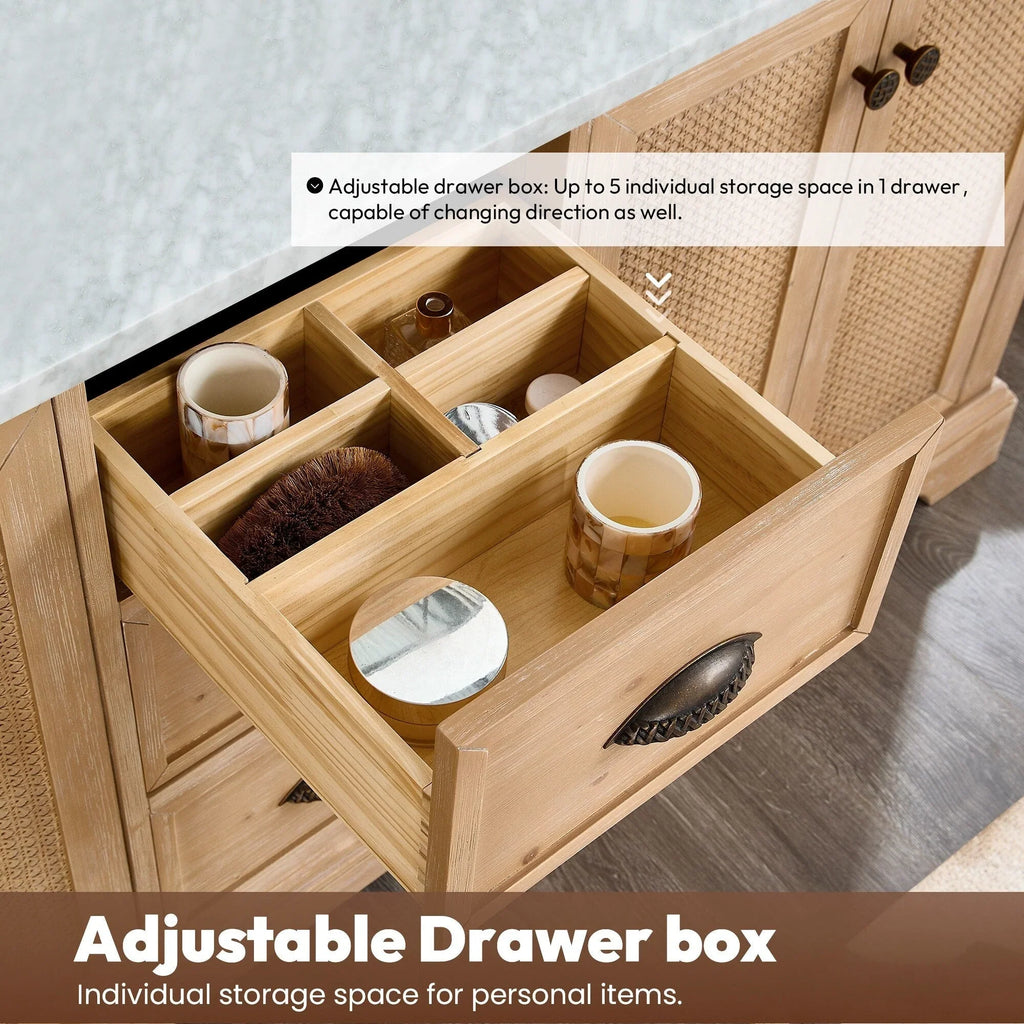 Hervas Meuble-lavabo avec dessus en marbre naturel sans miroir