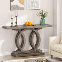 Console de style vintage avec base géométrique, table de couloir en bois