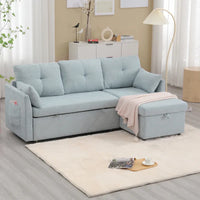 Canapé d'angle réversible en velours côtelé/chenille avec chaise longue de rangement et poche latérale