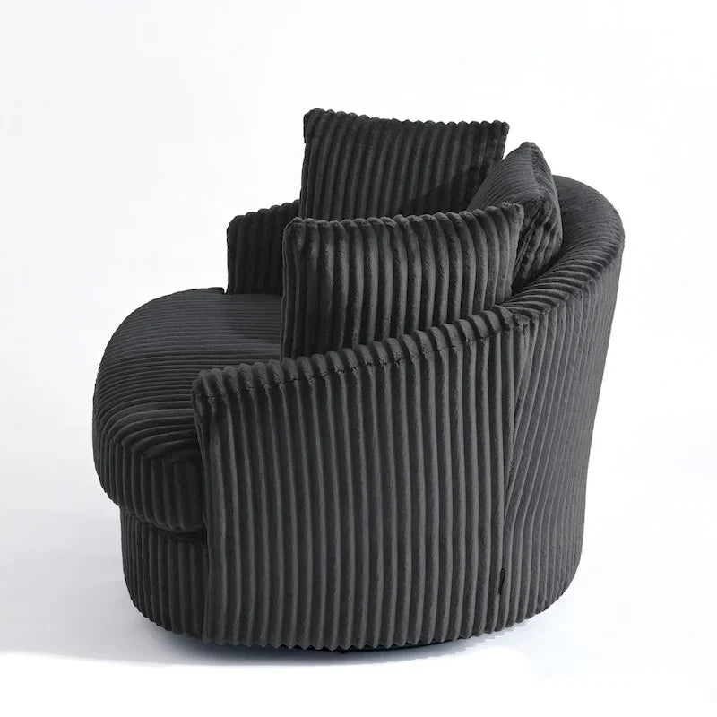 Lot de 2 fauteuils tonneau pivotants surdimensionnés 43 W en velours côtelé moelleux avec coussins