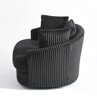 Lot de 2 fauteuils pivotants ronds surdimensionnés en velours côtelé moelleux de 43 po de large avec oreillers