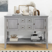 Buffet commode de style rétro en bois avec étagère inférieure, facile à assembler, pour salon, cuisine, entrée