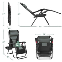 Yaheetech Lot de 2 chaises zéro gravité d'extérieur rembourrées 26in, chaise longue de patio de camping avec accoudoirs et oreiller