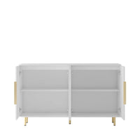 Meuble buffet à portes décoratives cannelées, buffet en bois avec poignées métalliques, armoire de rangement avec étagères réglables