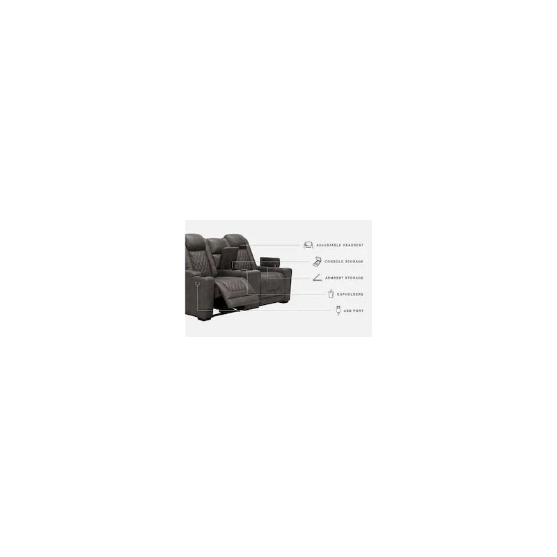 Signature Design by Ashley HyllMont Causeuse inclinable électrique grise avec console - 71.75 L x 39 P x 44 H