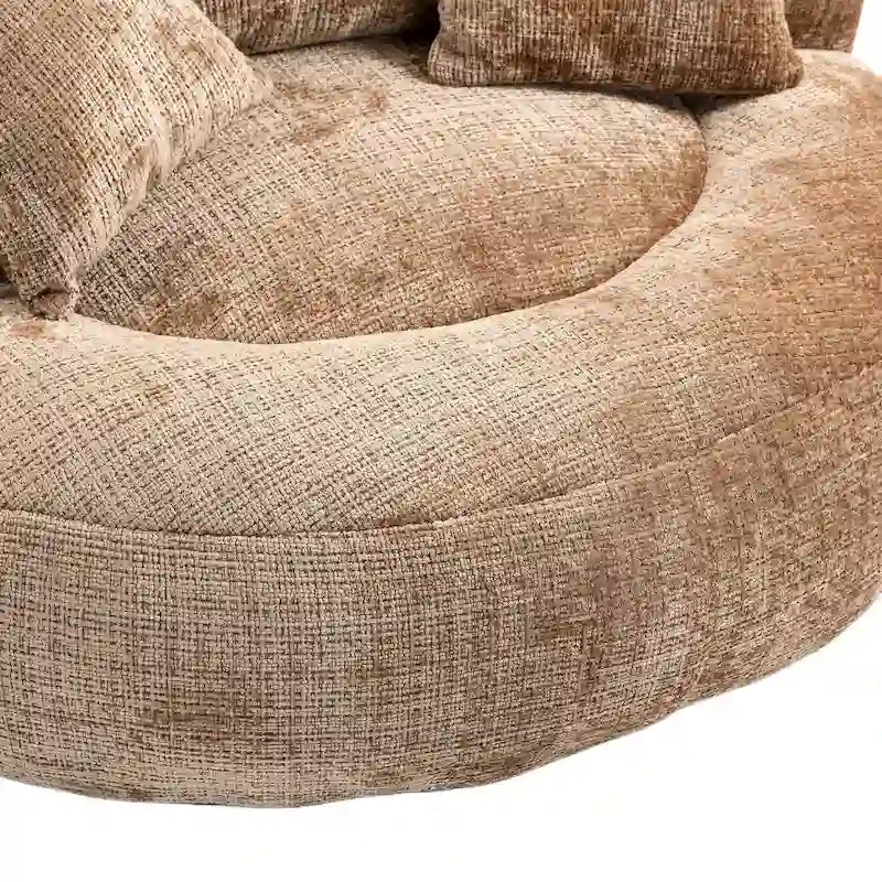 Canapé paresseux à dossier haut en chenille avec 3 coussins et pouf surdimensionné