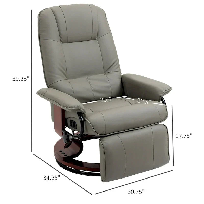 Fauteuil Inclinable HomCom en Similicuir Réglable Manuel à Base Pivotante avec Repose-Pieds Confortable et Relaxant