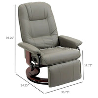 Fauteuil Inclinable HomCom en Similicuir Réglable Manuel à Base Pivotante avec Repose-Pieds Confortable et Relaxant