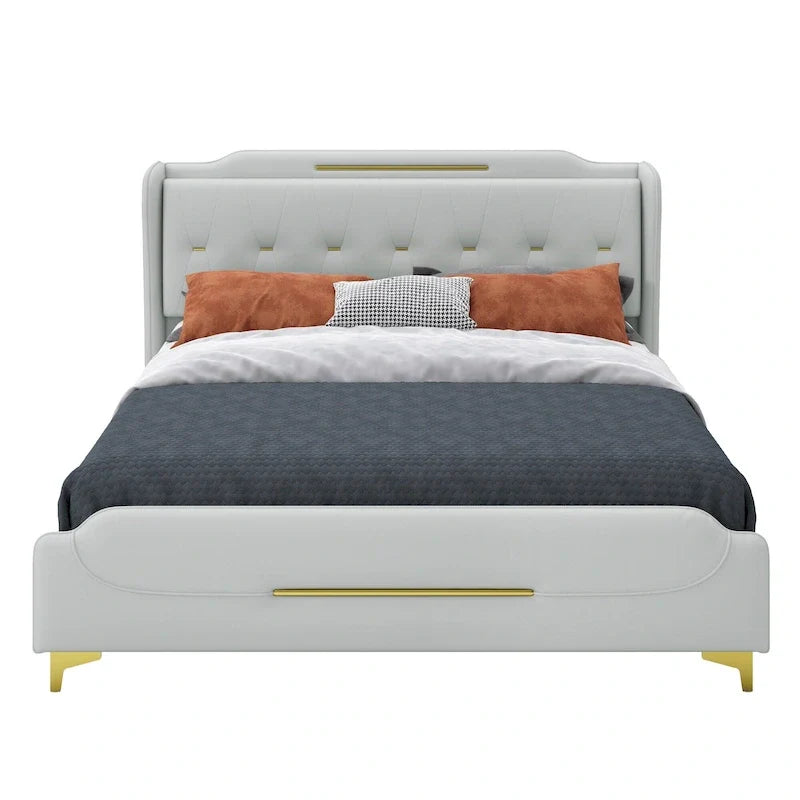 Lit rembourré moderne en cuir PU Uphou par Christopher Knight Home