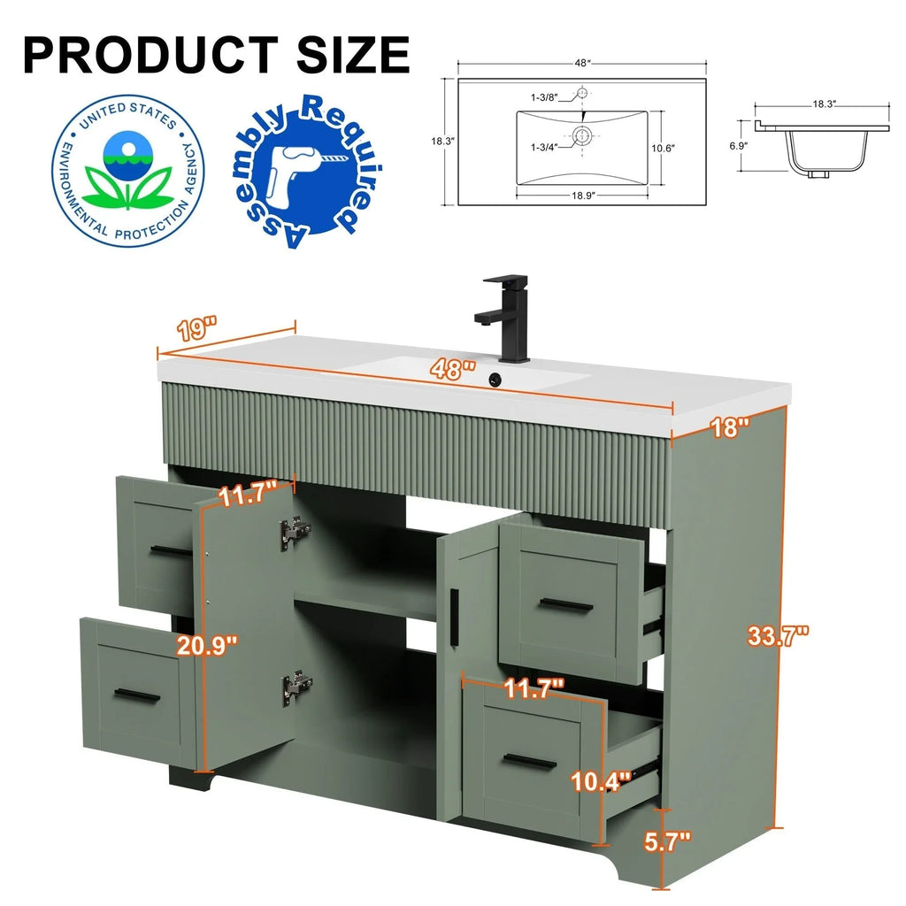 Wavy Line Ensemble meuble-lavabo de salle de bain 30/36/48 avec vasque & robinet
