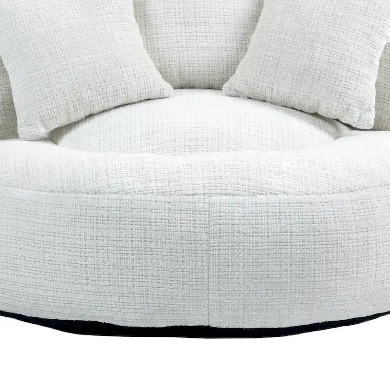 Canapé paresseux à dossier haut en chenille avec 3 coussins et pouf surdimensionné