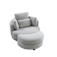 Fauteuil crapaud pivotant surdimensionné avec pouf de rangement lune