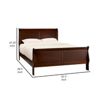 Lit traîneau Queen Gage Traditional, cadre en bois, finition cerise riche marron