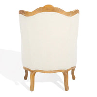 Fauteuil à oreilles Safavieh Couture Kali en chêne et lin naturel - 34 larg. x 34 prof. x 40 haut.