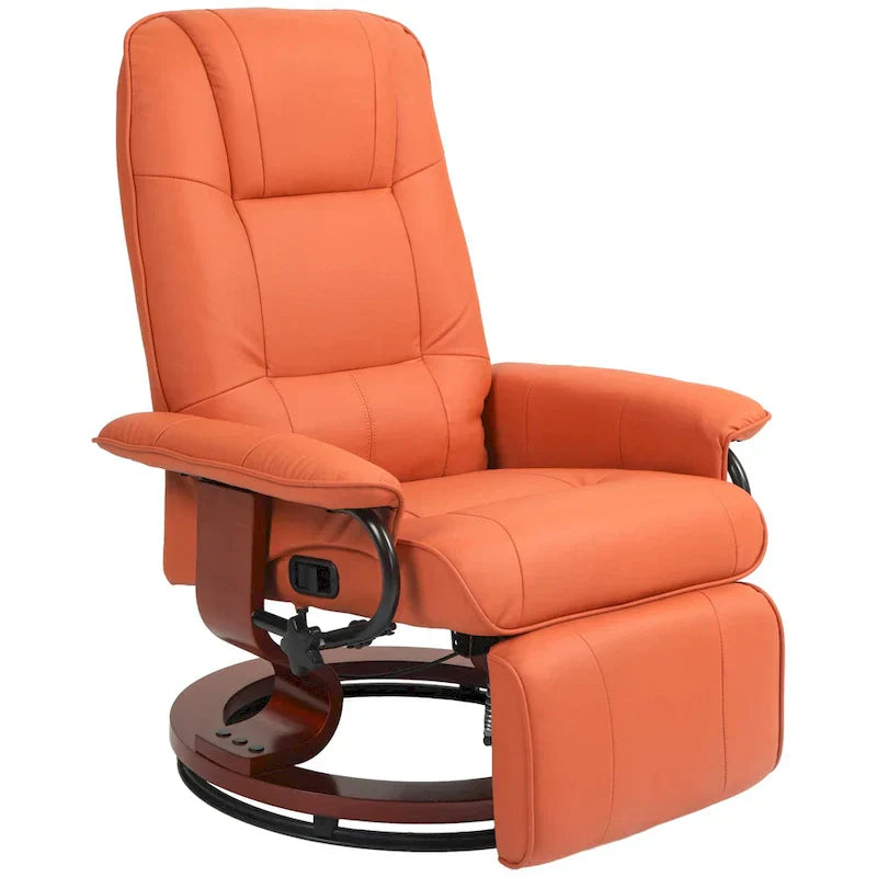 Fauteuil Inclinable HomCom en Similicuir Réglable Manuel à Base Pivotante avec Repose-Pieds Confortable et Relaxant