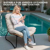 Chaises Papasan d'extérieur avec coussin en rotin PE, chaises cosy de patio avec table d'appoint