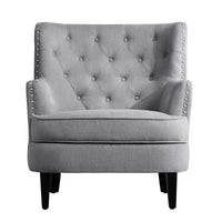 Moser Bay Mignon Fauteuil d'appoint à oreilles capitonné large de 76 cm en velours et lin
