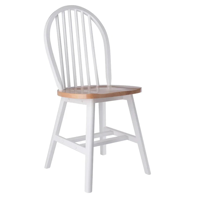 Ensemble de 2 chaises Windsor, naturel et blanc