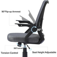 Javlergo Chaise de Bureau Dossier Mi-Hauteur Pivotante avec Support Lombaire, Fauteuil de Bureau Ergonomique en Maille avec Accoudoirs