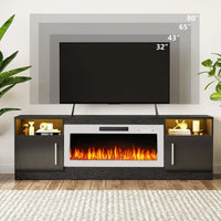 Bossin Meuble TV avec foyer 70 avec foyer électrique 36, meuble TV pour téléviseurs jusqu'à 80, LED 16 couleurs/meuble de divertissement