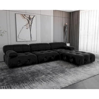 Canapé d'angle modulable noir en velours