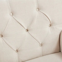 Lot de 2 fauteuils rembourrés avec boutons touffetés et oreiller lombaire beige/gris/bleu clair