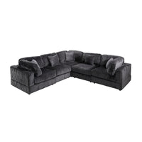 Canapé sectionnel modulaire en velours côtelé 6 pièces surdimensionné en forme de L, combinaison DIY