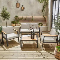 Casoria Salon de jardin aluminium et polywood 4 places Anthracite / Beige