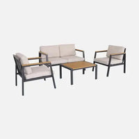 Casoria Salon de jardin aluminium et polywood 4 places Anthracite / Beige