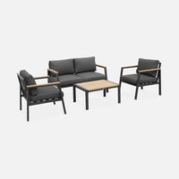 Casoria Salon de jardin aluminium et polywood 4 places Anthracite / Gris foncé