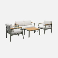 Casoria Salon de jardin aluminium et polywood 4 places Kaki / Beige