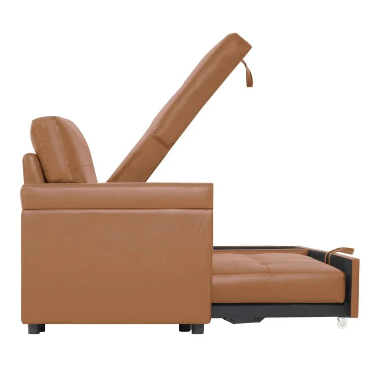 Canapé sectionnel réversible avec lit escamotable, méridienne de rangement dissimulée, pieds durables,
