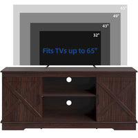 Meuble TV de ferme pour téléviseur de 65 pouces, meuble console média, portes de grange rustiques