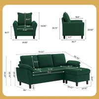 Canapé d'angle 3 places avec fauteuil et pouf pour salon