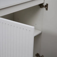 Meuble buffet à portes décoratives cannelées, buffet en bois avec poignées métalliques, armoire de rangement avec étagères réglables