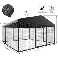 Grand chenil d'extérieur pour chien L 118 x P 118 x H 70, cage robuste pour chien avec toit imperméable