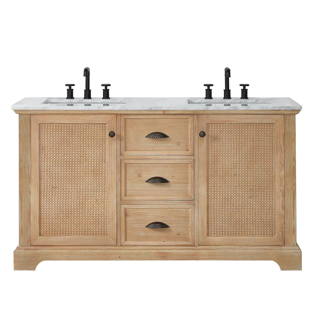 Hervas Meuble-lavabo avec dessus en marbre naturel sans miroir