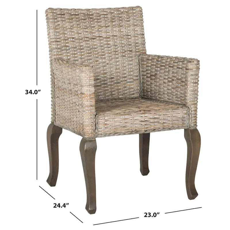 SAFAVIEH Alearda Chaise de salle à manger naturelle (lot de 2) - 23 x 24,4 x 34 - 23Wx24Dx34H