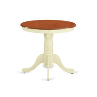 East West Furniture Eden - Table à manger ronde en bois avec piètement central, coloris Buttermilk et Cherry