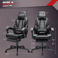 BOSSIN Chaise de gaming style racing, chaise de gamer grande et haute 300 lb à dossier haut chaise informatique