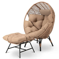FINCATI Fauteuil Œuf d'intérieur, Fauteuil Œuf d'extérieur 200 kg, Fauteuil Œuf surdimensionné avec pouf, Fauteuil Œuf de luxe confortable avec repose-pieds