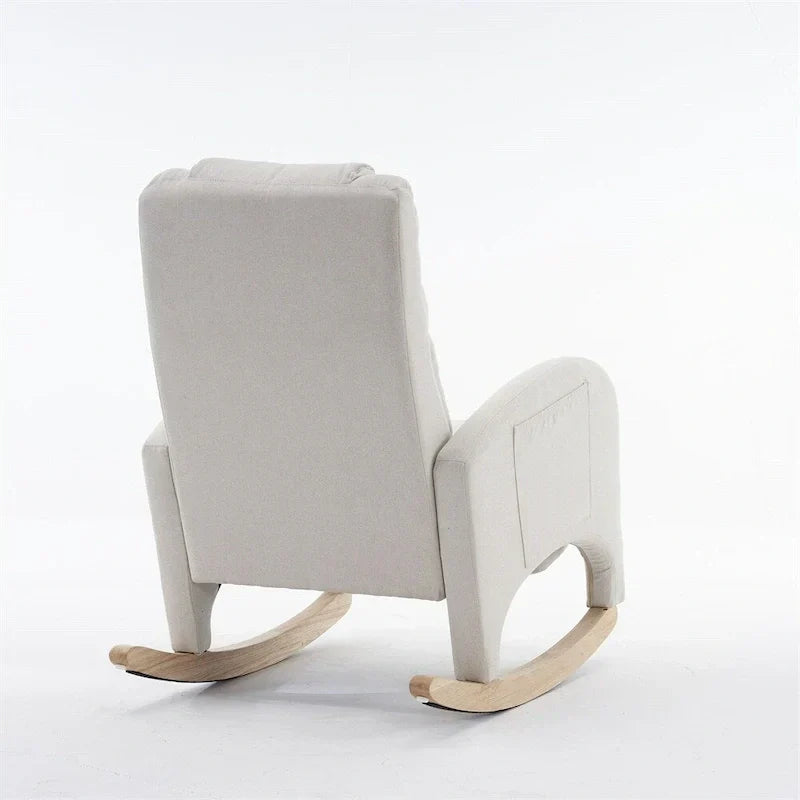 Fauteuil à Bascule d'Allaitement Ergonomique en Tissu avec Repose-Pieds Réglable