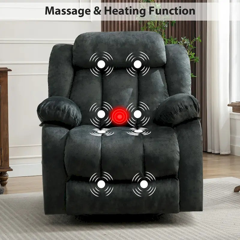 Fauteuil Inclinable à Bascule de Massage Manuel Pivotant 360° avec Chaleur et Vibration