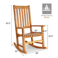 Fauteuil à bascule avec cadre en bois massif, fauteuil à bascule de véranda, intérieur/extérieur