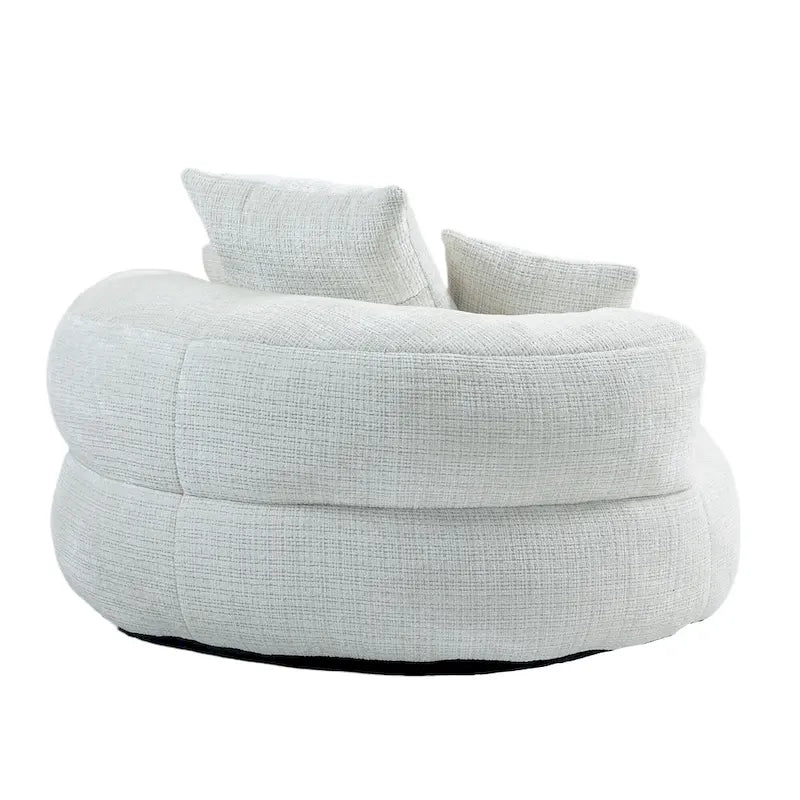 Canapé paresseux à dossier haut en chenille avec 3 coussins et pouf surdimensionné