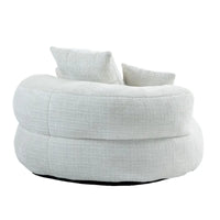 Canapé paresseux à dossier haut en chenille avec 3 coussins et pouf surdimensionné